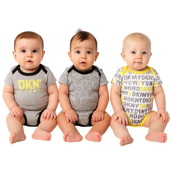 DKNY Jeans 0-3 Months Baby T Shirt ONE PIECE Short Sleeve Snap Crotch - Picture 1 of 13